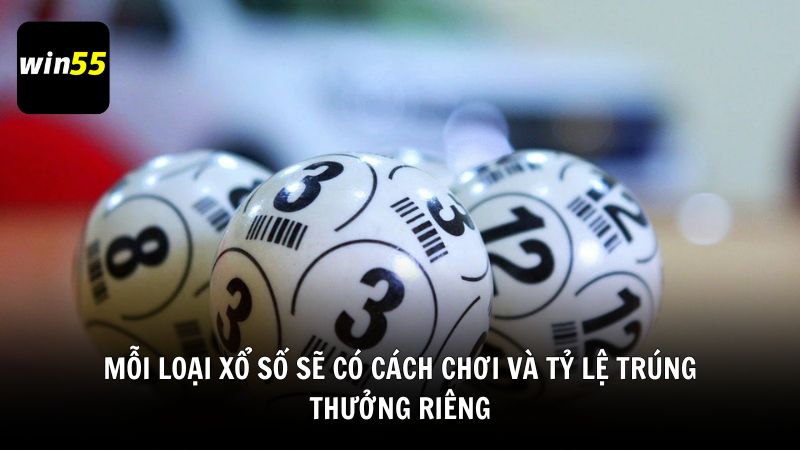 Mỗi loại xổ số sẽ có cách chơi và tỷ lệ trúng thưởng riêng